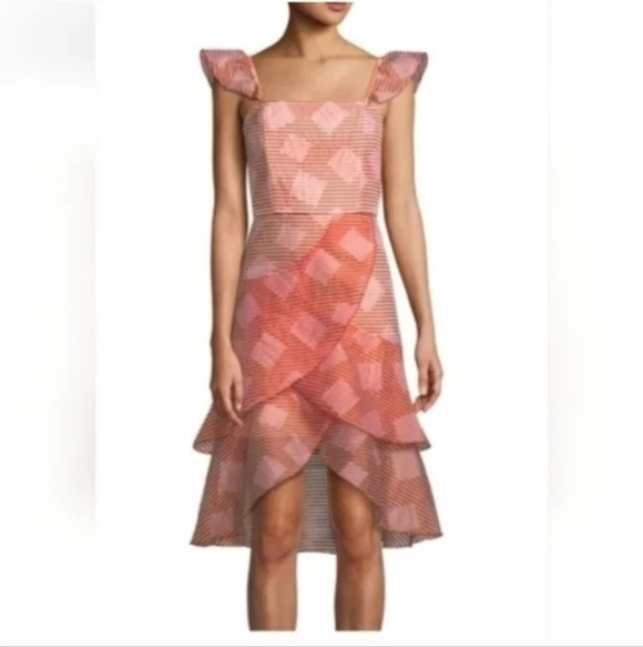 Alice + Olivia Angelita Ruffle  Midi Dress Pink Size 0 NWOT - Picture 9 of 12